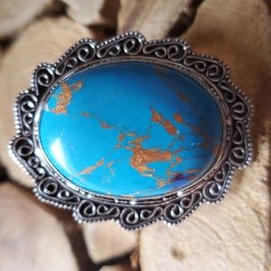 New Copper Turquoise 925 Silver Ring.